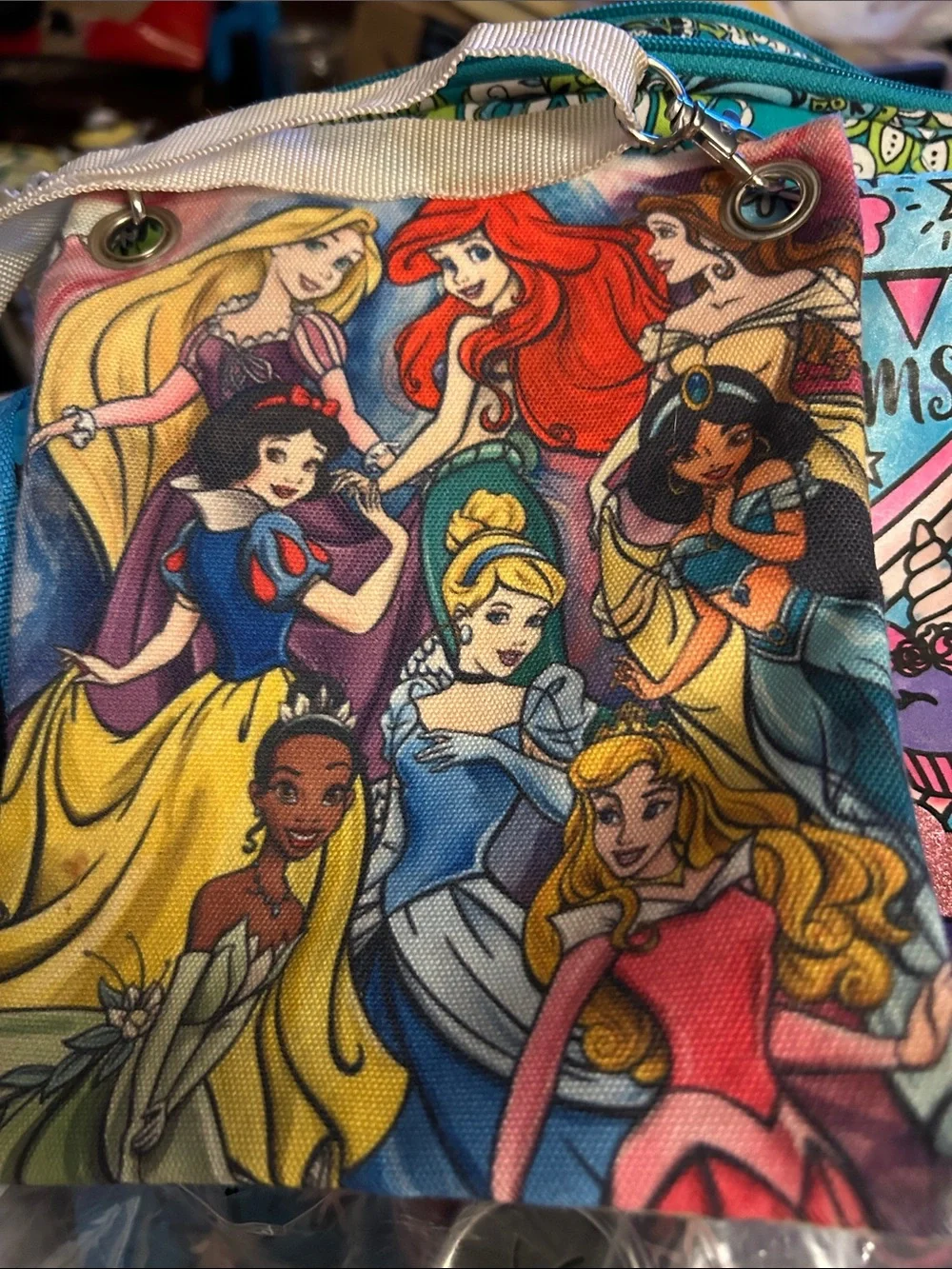 Disney Multicolor Princess Print Crossbody Bag/ GUC